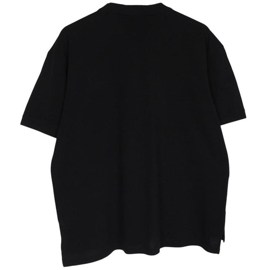 Prada black and white cotton short sleeve t-shirt with logo pocket detail.