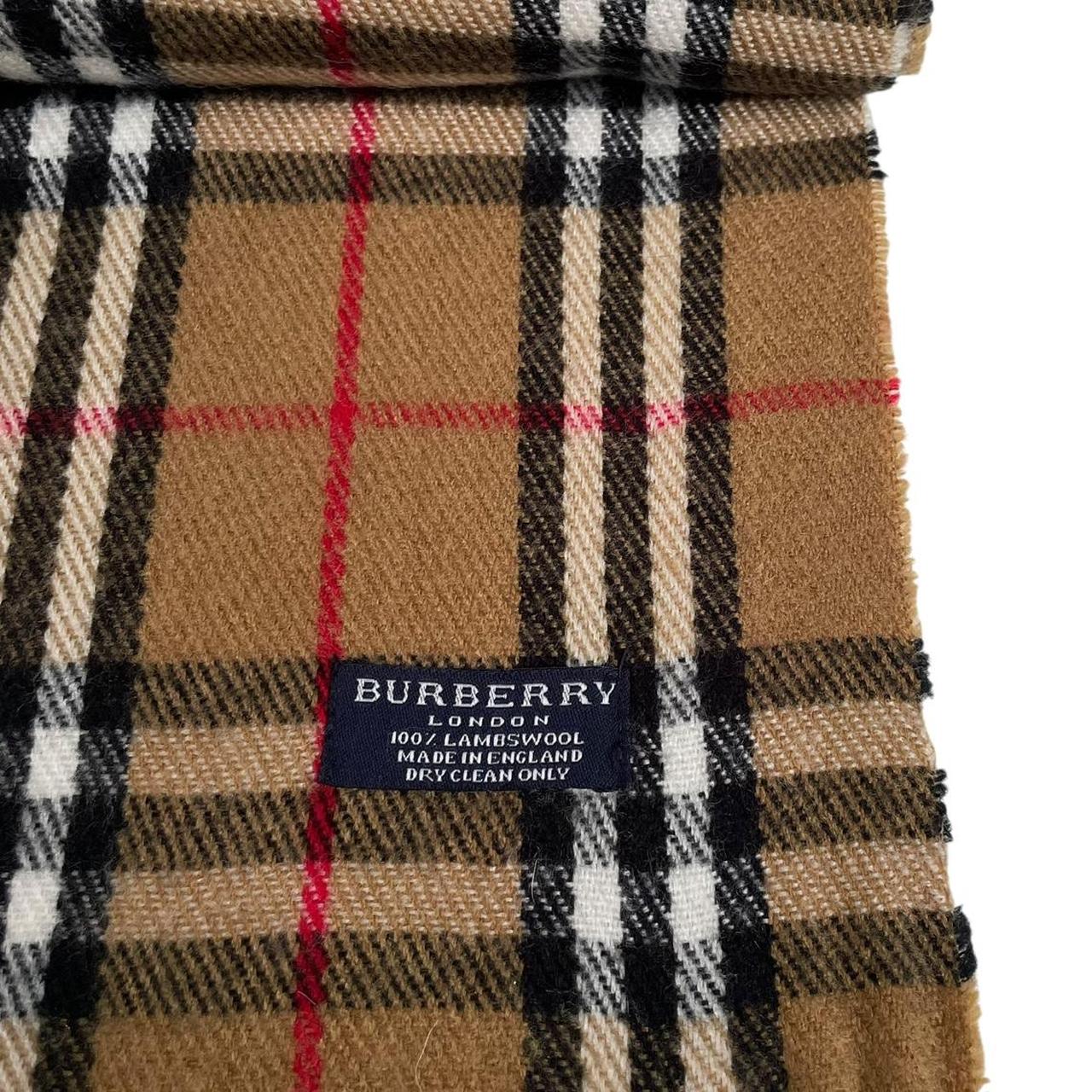 Vintage 90s Burberry Tan Brown Nova Check Lambswool Scarf