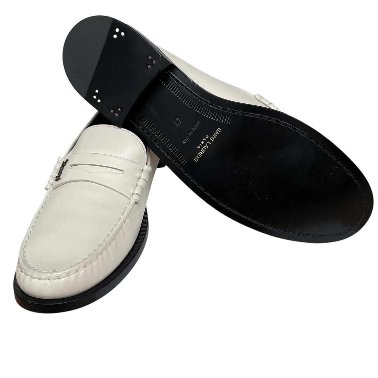 Saint Laurent Pearl Belfagor Leather Penny Moccasin Loafers