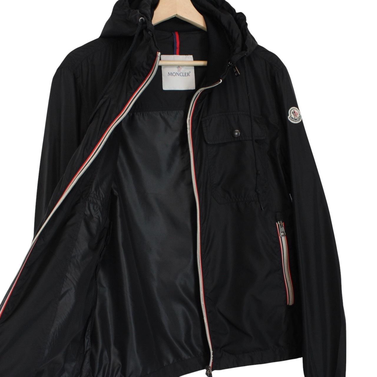 Moncler Lyon Black Full Zip Nylon Hooded Windbreaker Jacket