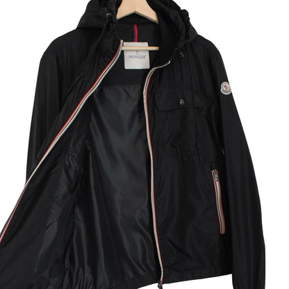 Moncler Lyon Black Full Zip Nylon Hooded Windbreaker Jacket
