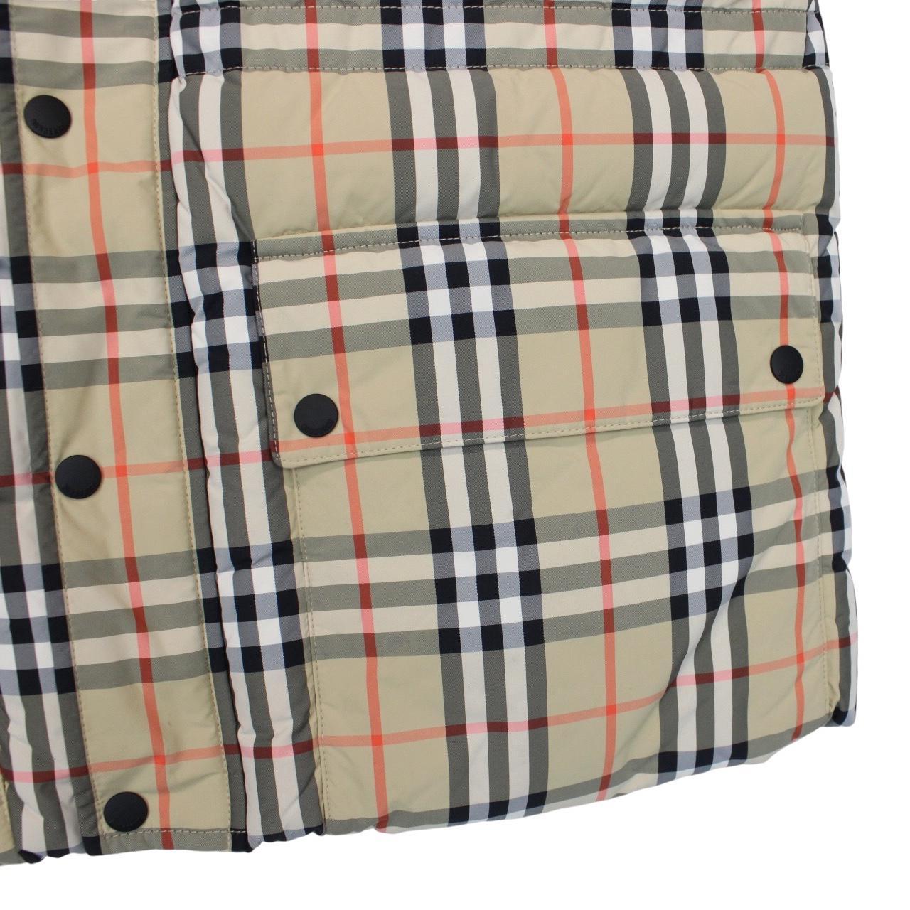 Burberry Beige Nova Check Down Hooded Puffer Gilet