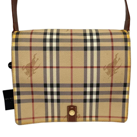 Vintage Burberry Beige and Brown Nova Check Crossbody Messenger Bag