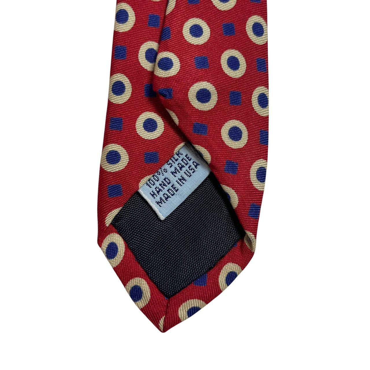 Abercrombie & Fitch vintage silk tie red and blue with classic pattern design.