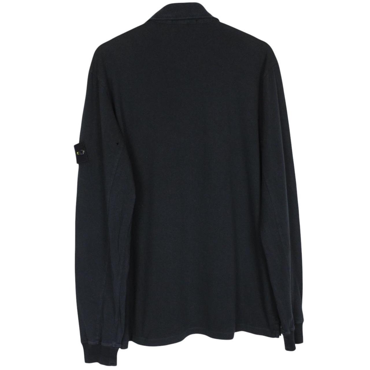 Stone Island SS 2017 Black Long Sleeve Collared Cotton T-Shirt