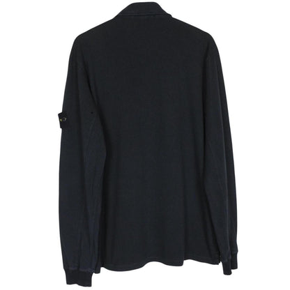 Stone Island SS 2017 Black Long Sleeve Collared Cotton T-Shirt