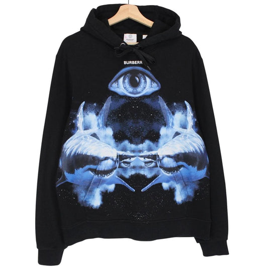 Burberry Black and Blue Shark Print Hoodie