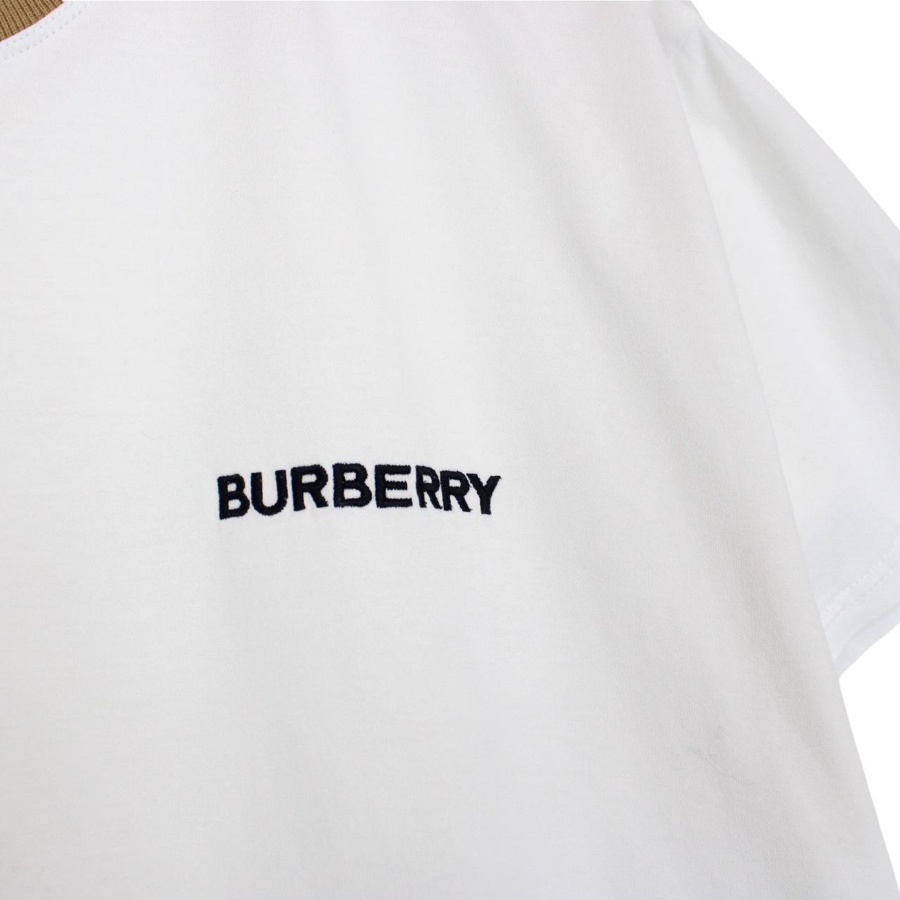 Burberry White and Tan Brown Jayson Nova Check Short Sleeve T-Shirt