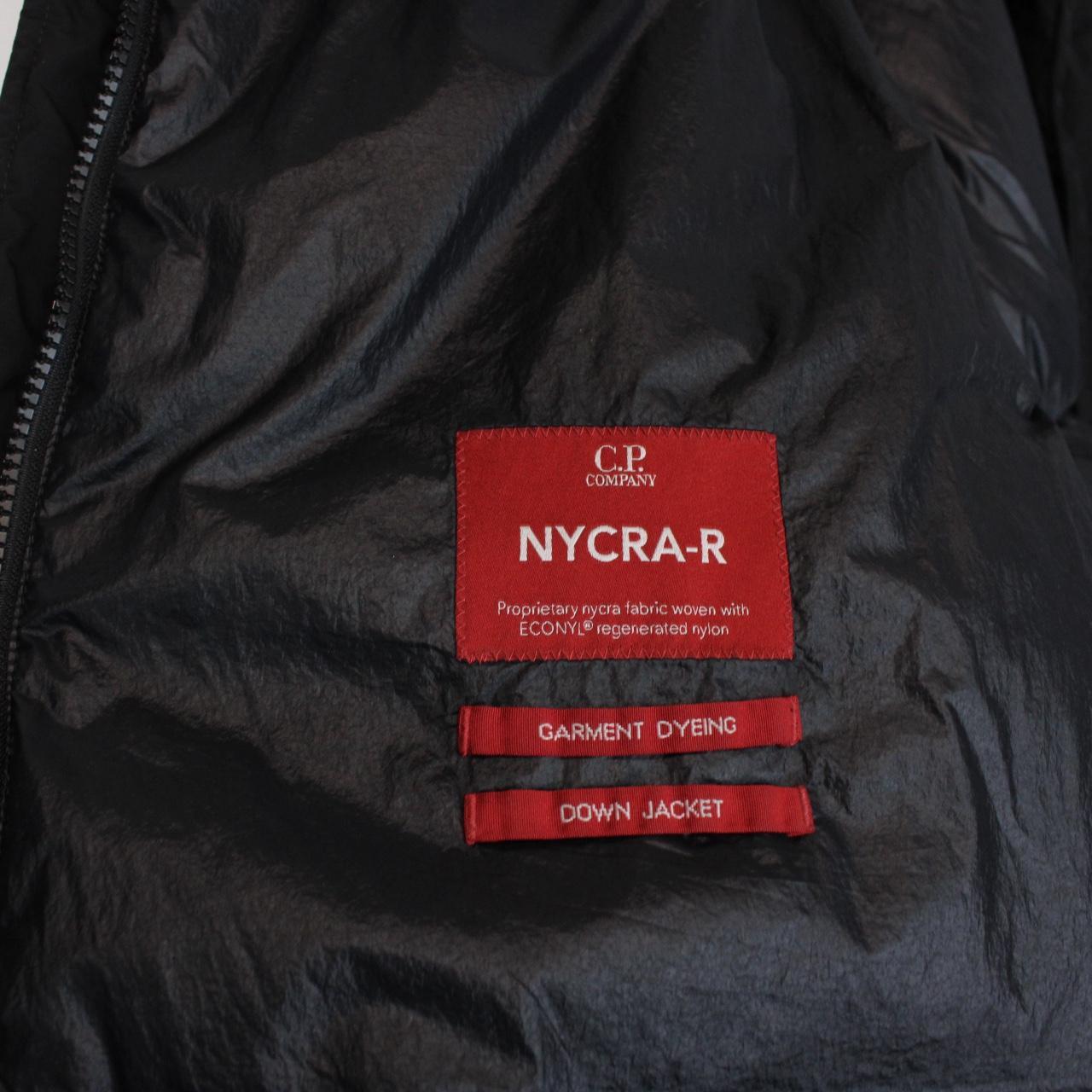 CP Company Black Nycra-R Full Zip Lens Down Hooded Puffer Coat