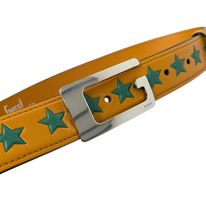 Gucci Memorable Buckle Yellow and Green Star Leather Belt