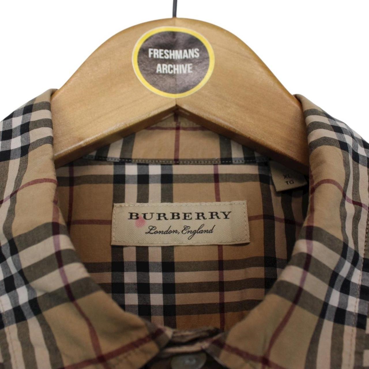 Burberry London Tan Brown Nova Check Short Sleeve Cotton Shirt