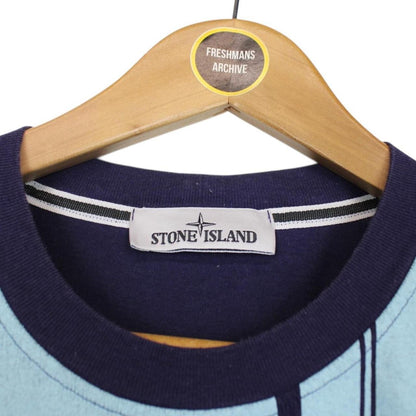 Stone Island SS 2022 Navy and Blue Short Sleeve Painted Logo Print T-Shirt