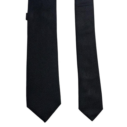 Hugo Boss black silk tie with subtle sheen and classic design.