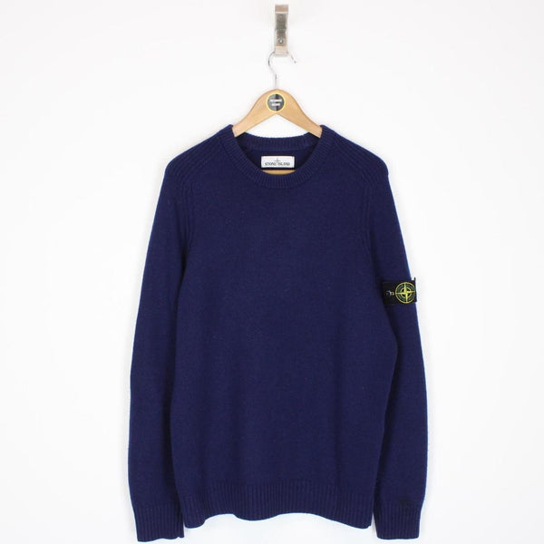 Stone Island AW 2018 Blue Wool Knit Sweatshirt Jumper