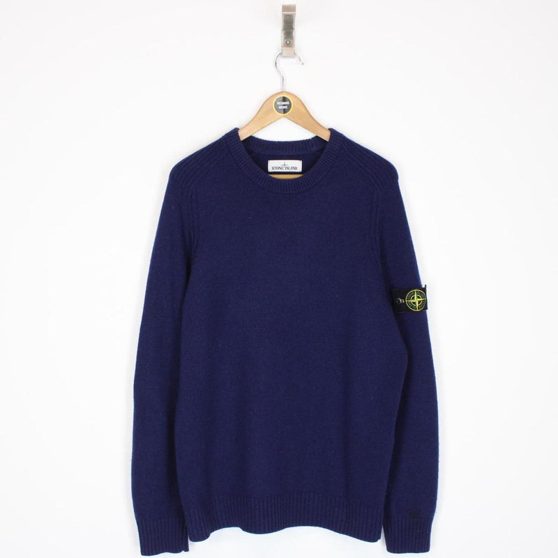 Stone Island AW 2018 Blue Wool Knit Sweatshirt Jumper