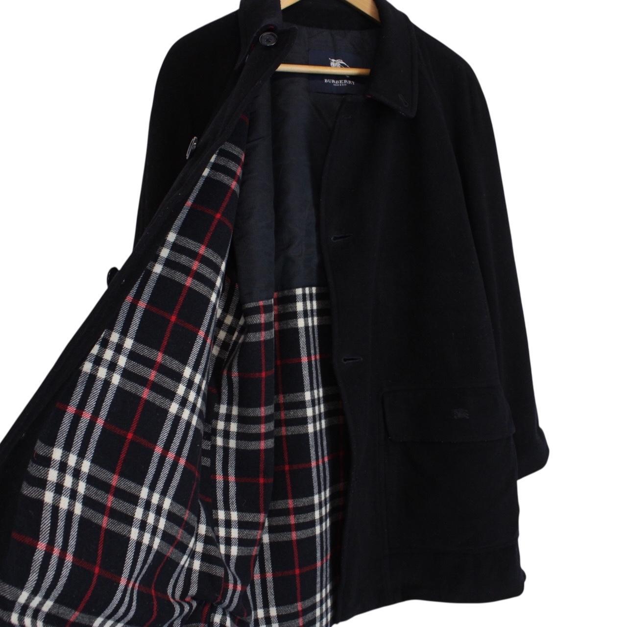 Vintage Burberry London Navy Blue Nova Check Lined Wool Jacket