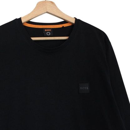 Hugo Boss black pocket t-shirt with logo patch, long sleeve, cotton material.