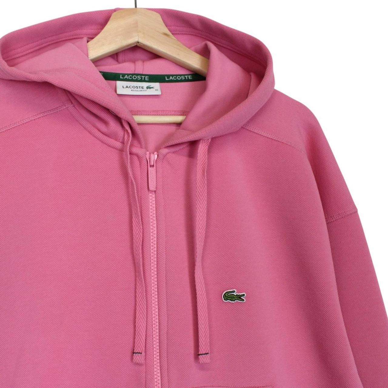 Lacoste pink full zip hoodie cotton with embroidered crocodile logo.