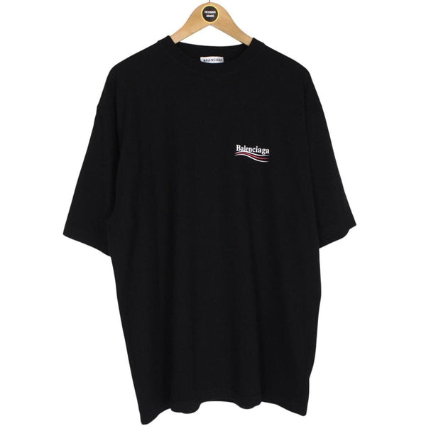 Balenciaga Black Political Campaign Logo Short Sleeve Cotton T-Shirt
