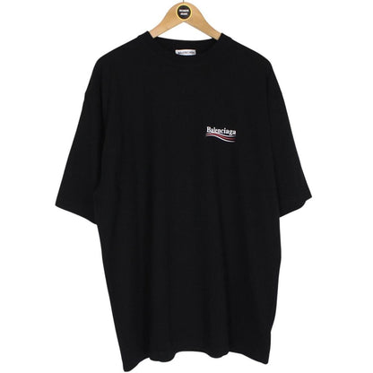 Balenciaga Black Political Campaign Logo Short Sleeve Cotton T-Shirt