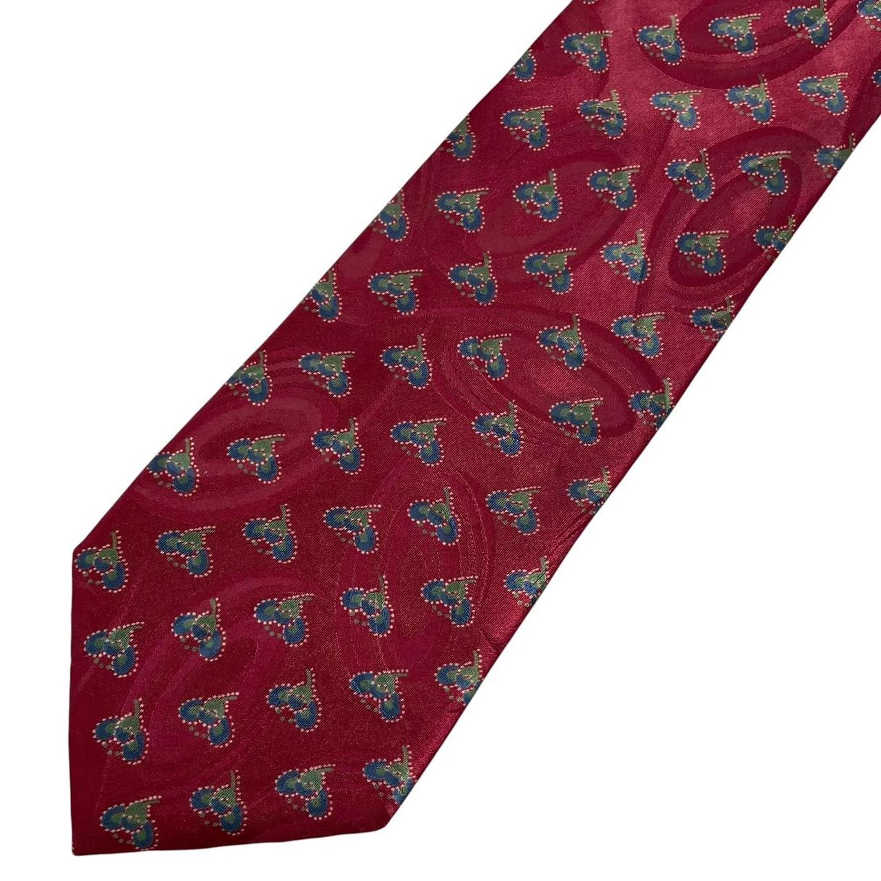 Christian Dior burgundy tie smooth polyester fabric with vintage design.