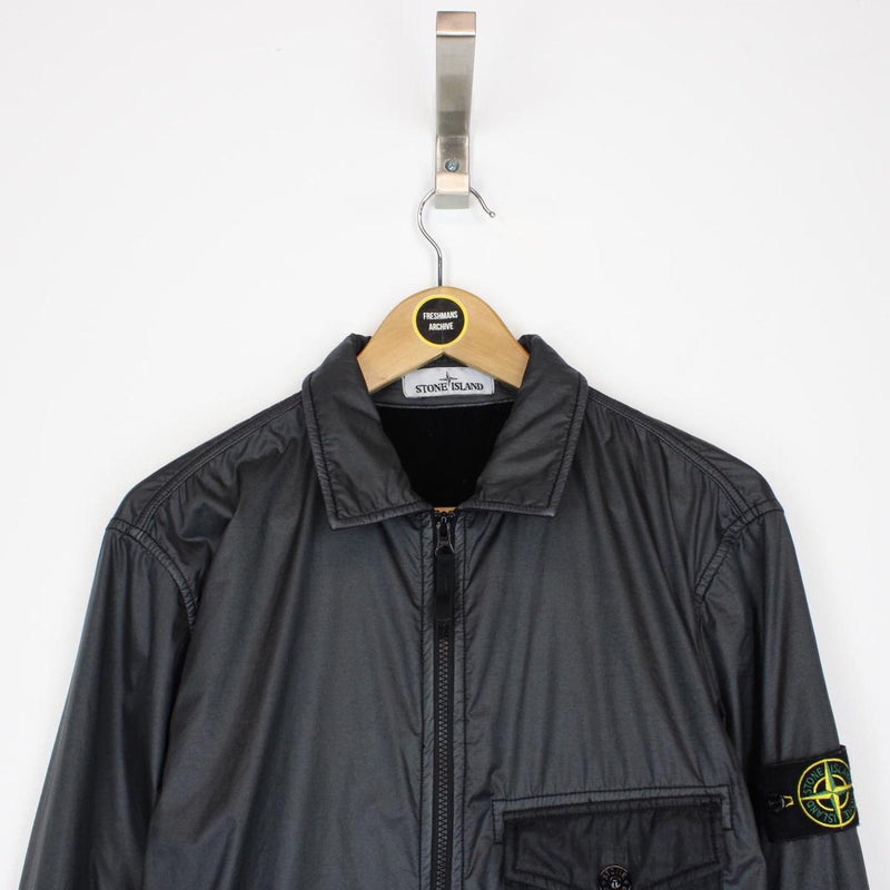 Stone Island AW 2020 Black Full Zip Lamy Flock Overshirt Jacket
