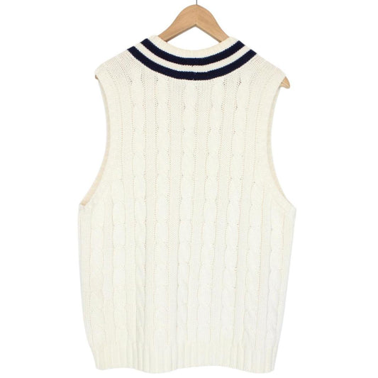 Vintage Polo Ralph Lauren Cream Cashmere/Cotton Cable Knit Sweater Vest
