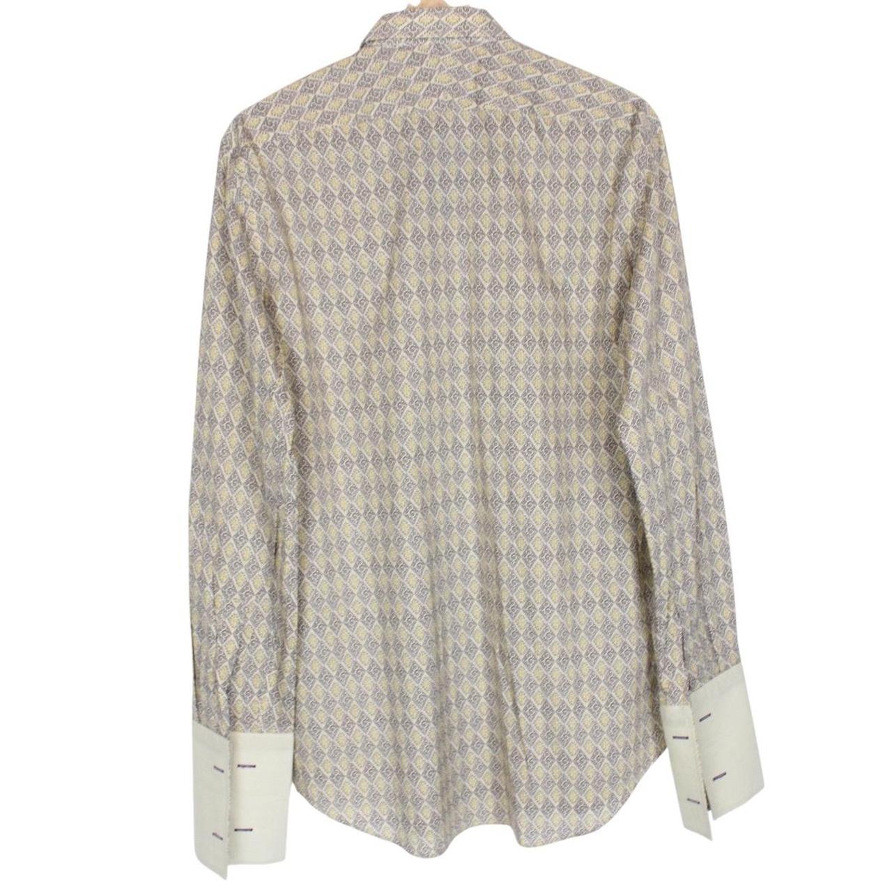Paul Smith cream formal shirt with multicoloured abstract pattern and long sleeves.