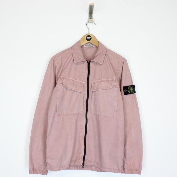 Stone Island AW 2022 Rose Pink Full Zip Cotton Overshirt Jacket