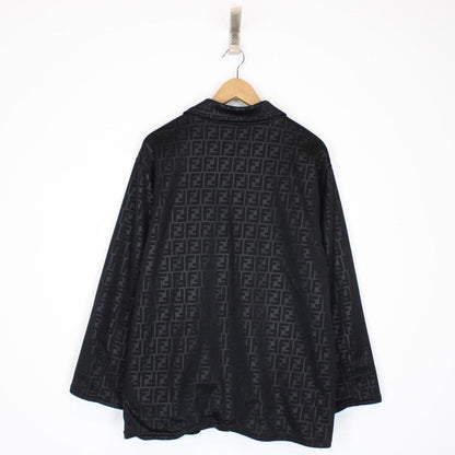 Vintage 90s Fendi Black Zucca Monogram Reversible Jacket