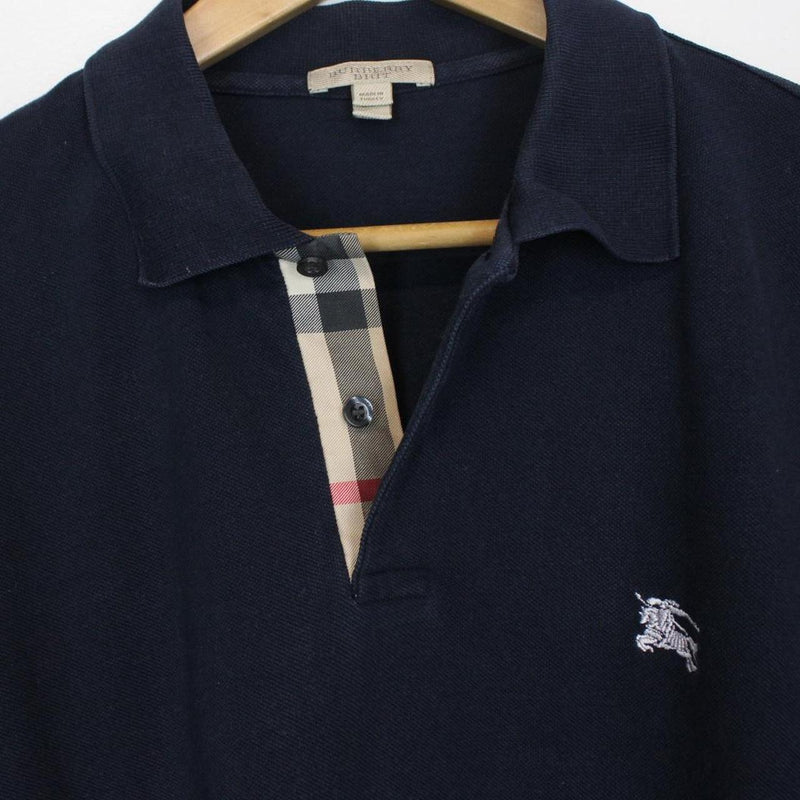 Burberry Brit Navy Blue Nova Check Detail Short Sleeve Cotton Polo Shirt