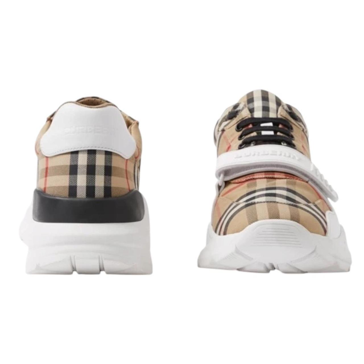 Burberry Regis Beige and White Nova Check Cotton Trainers
