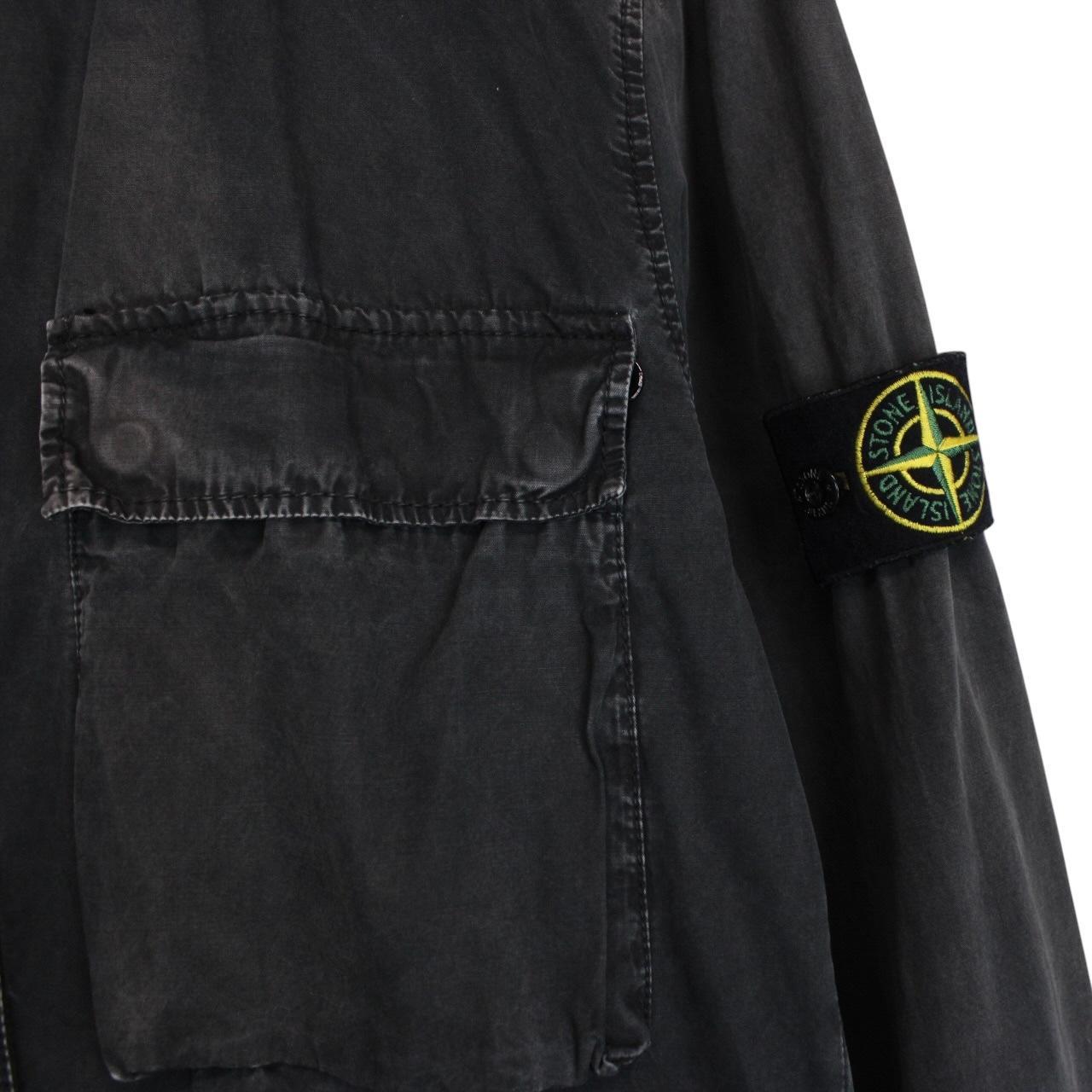 Stone Island SS 2018 Black Full Zip Cotton Hooded Overshirt Jacket