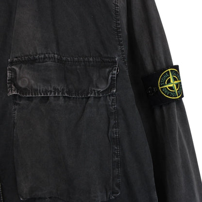 Stone Island SS 2018 Black Full Zip Cotton Hooded Overshirt Jacket
