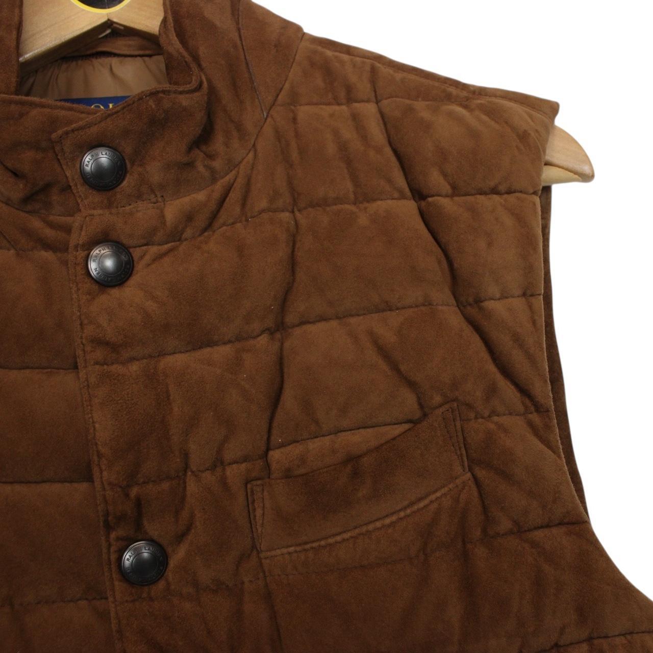 Polo Ralph Lauren Brown Goat Suede Leather Down Gilet / Bodywarmer