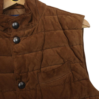 Polo Ralph Lauren Brown Goat Suede Leather Down Gilet / Bodywarmer