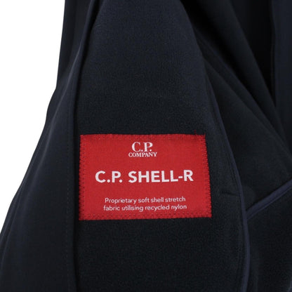 CP Company Navy Blue Soft Shell R Full Zip Goggle Hooded Jacket