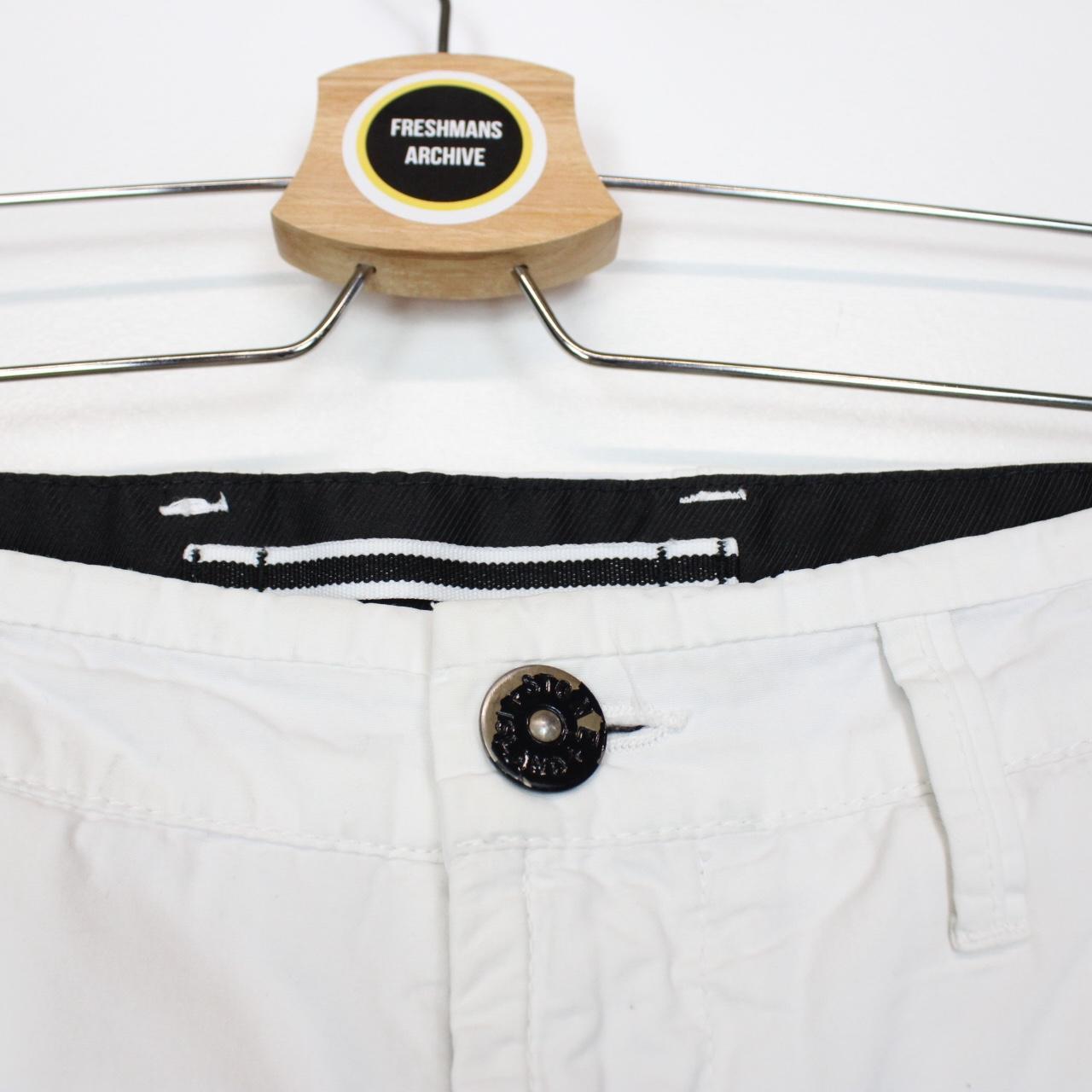 Stone Island White Bermuda Cotton Cargo Shorts