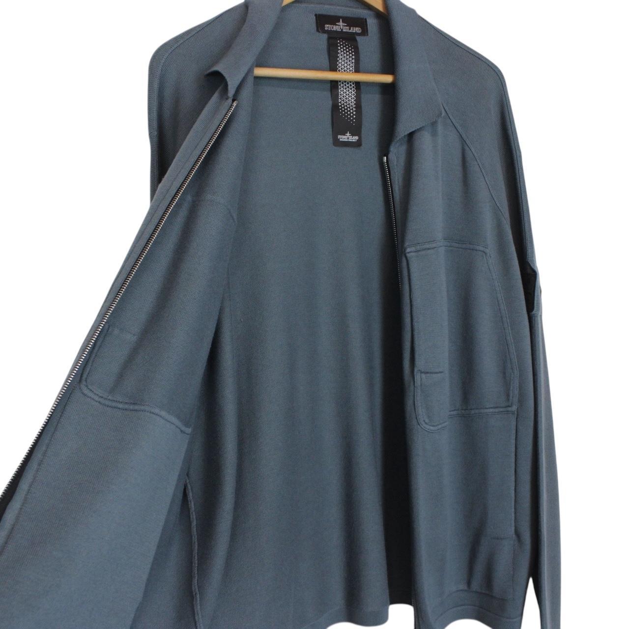 Stone Island Shadow Project AW 2022 Blue Cashmere Silk Blend Knit Full Zip