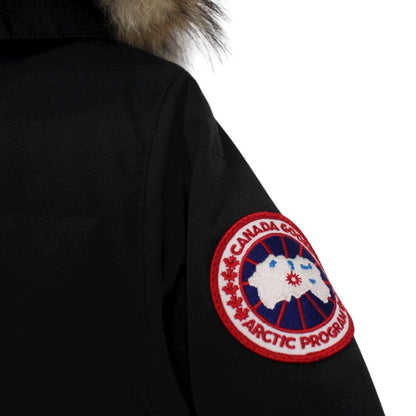 Canada Goose Black Chelsea Parka Heritage Down Jacket with Fur Trim