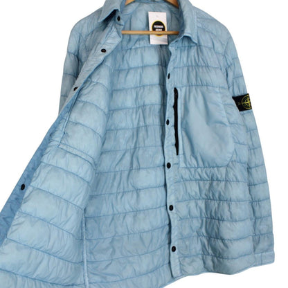 Stone Island SS 2017 Light Blue Garment Dyed Micro Yarn Down Overshirt Jacket