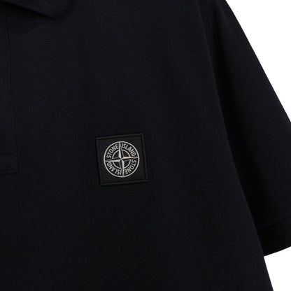 Stone Island SS 2024 Navy Blue Short Sleeve Compass Cotton Polo Shirt
