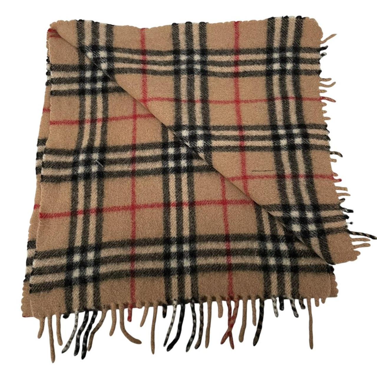 Vintage 90s Burberry Beige Nova Check Lambswool Scarf
