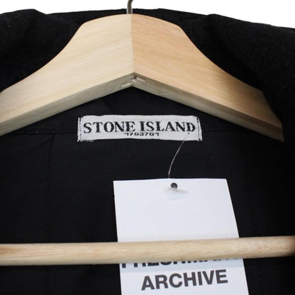 Stone Island black full zip jacket with multi pockets and compass logo detail.
