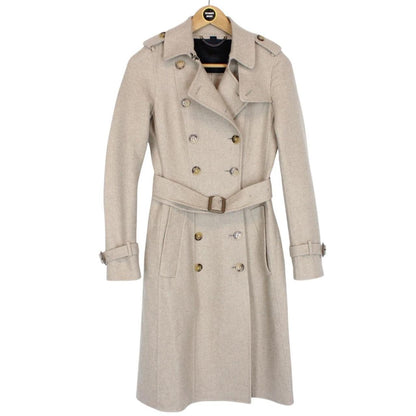 Burberry Prorsum Beige Double Breasted Belted Cashmere Trench Coat