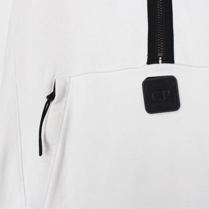 CP Company Metropolis White 1/4 Zip Cotton Hoodie Jumper