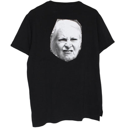 Vivienne Westwood black pocket t-shirt with organic face print and logo detail.