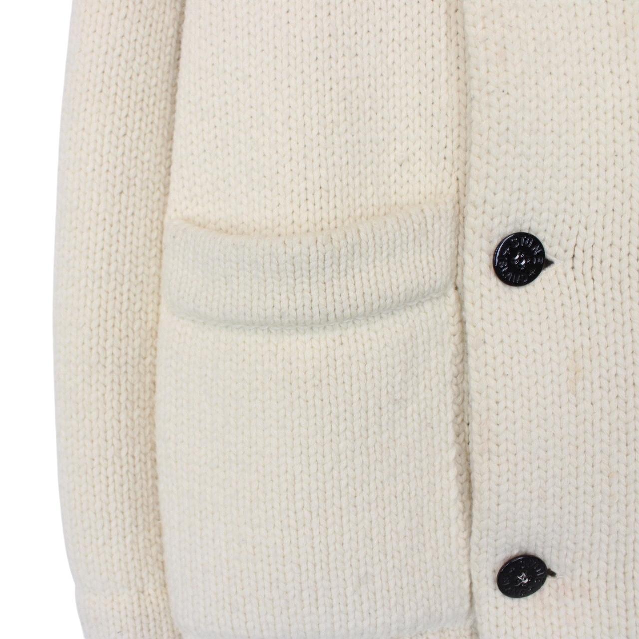 Stone Island AW 2020 Cream Double Breasted Wool Blend Knit Cardigan Jacket