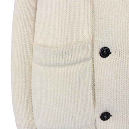 Stone Island AW 2020 Cream Double Breasted Wool Blend Knit Cardigan Jacket