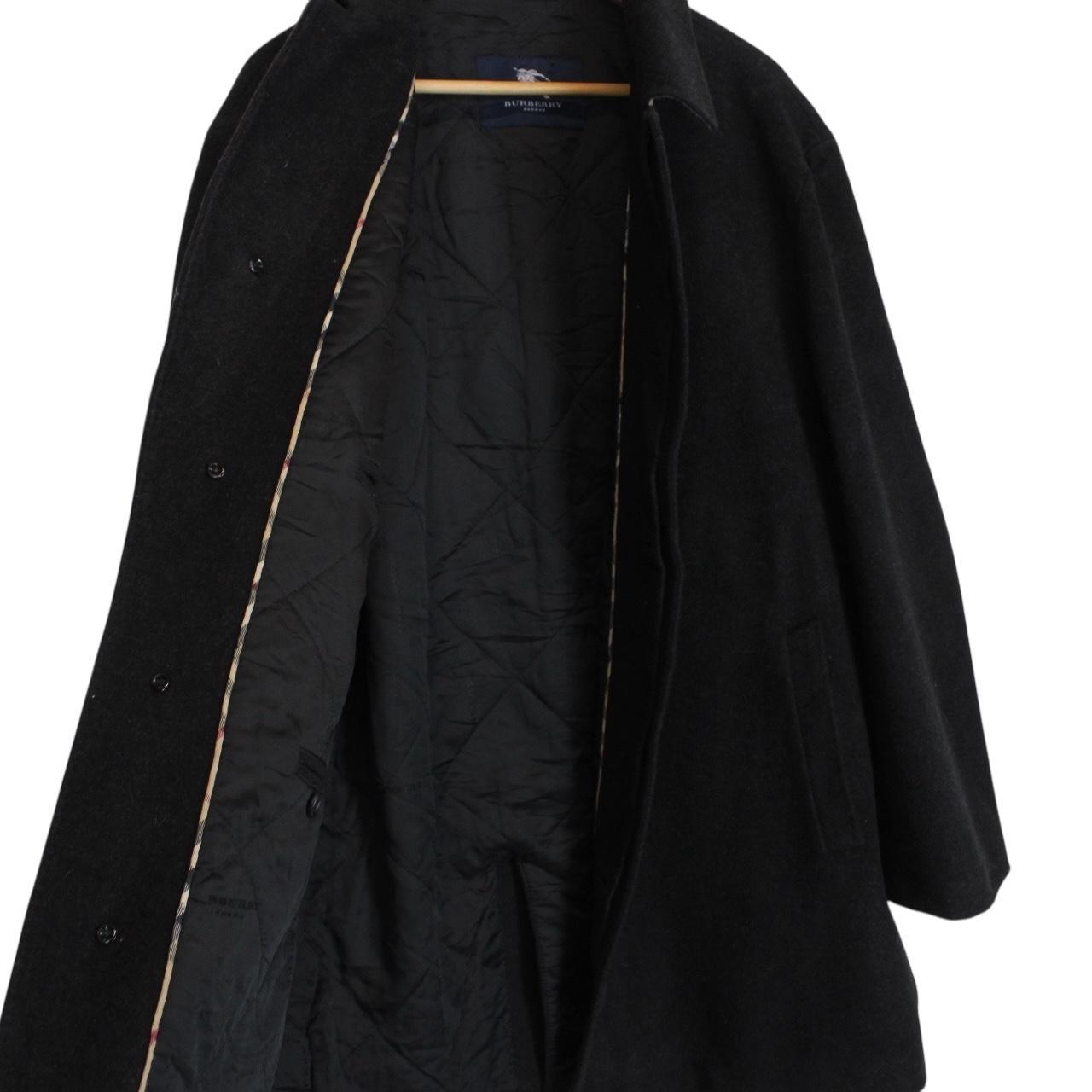 Vintage Burberry London Dark Grey Nova Check Cashmere Wool Blend Coat